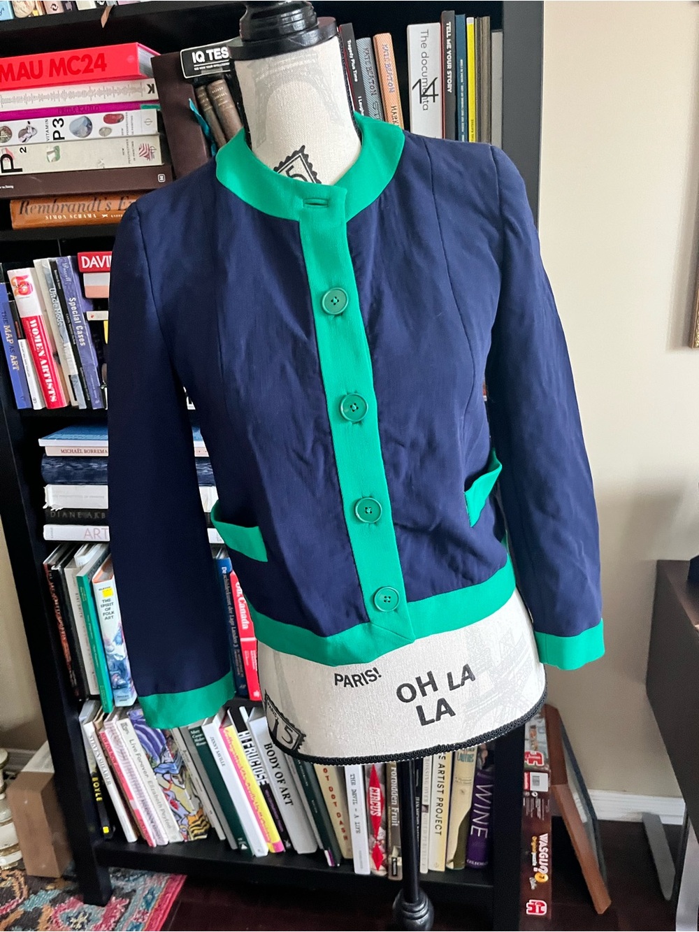 Ralph Lauren Black Label Navy and Green Contrast Button Jacket